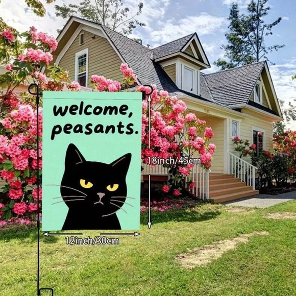Black Cat Welcome Flag Garden Flag, NEW, Funny - Picture 5 of 6